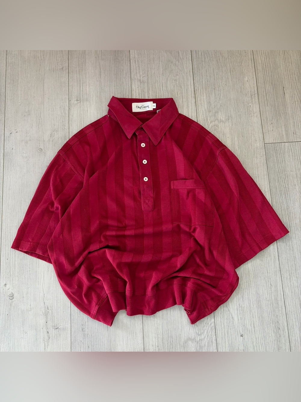 Bright Fuchsia Striped Polo Blouse